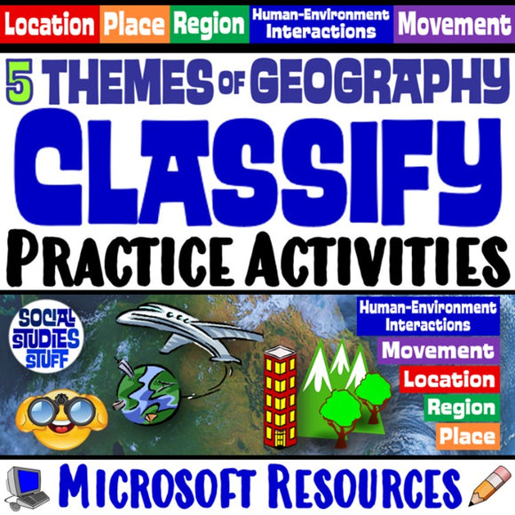 Five Themes of Geography 2 Practice Activities Social Studies Stuff 5 Themes Lesson Resources