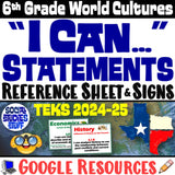 Digital I Can Statements and Signs World Cultures 6th Grade TEKS Social Studies Stuff Google Lesson Resources