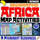 Geography of Africa Map Practice Activities | Print and Digital | Microsoft