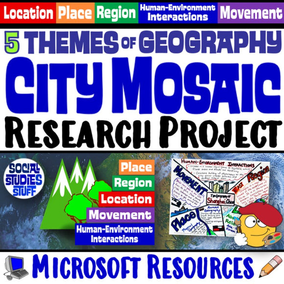 Five Themes of Geography Mosaic Project and Rubric Social Studies Stuff 5 Themes Lesson Resources