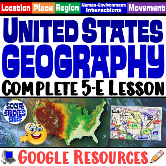 Digital US Geography & Locations United States Mental Map Social Studies Stuff Google USA Lesson Resources