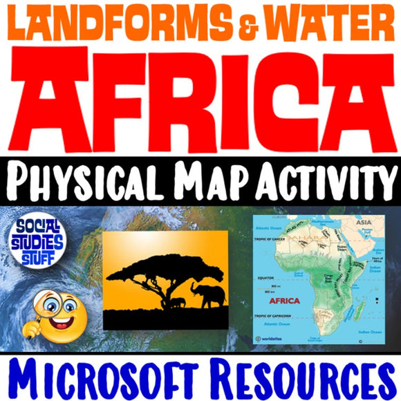Africa Find It Worksheet Landforms & Physical Map Practice Social Studies Stuff Lesson Resources