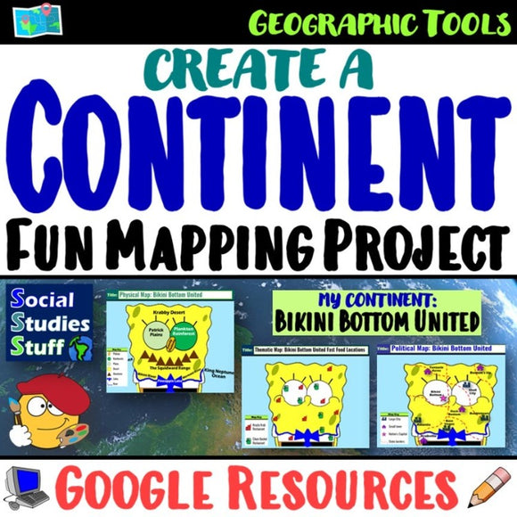 Digital Create a Continent Project and Rubric Map Skills PBL Social Studies Stuff Google Lesson Resources