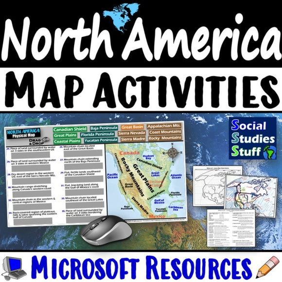 Geography of North America Map Practice | USA Canada Mexico | Microsoft