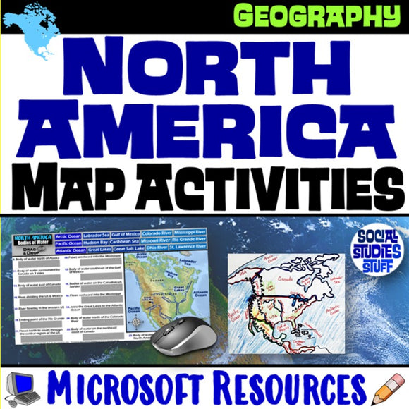 Geography of North America Map Practice | USA Canada Mexico | Microsoft