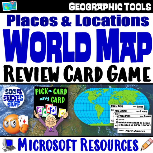 World Map Skills Fan and Pick Card Game Cooperative Learning Activity Social Studies Stuff Lesson Resources