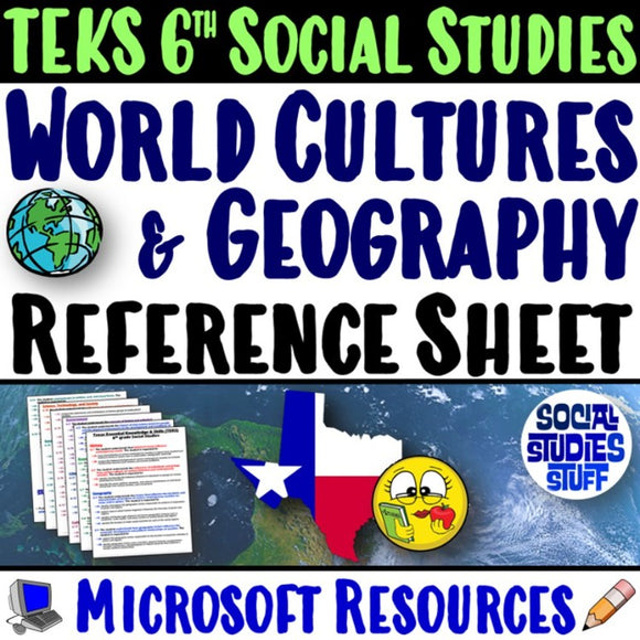 Social Studies Grade 6 TEKS Reference Guide Texas SS Standards World Cultures Lesson Resources