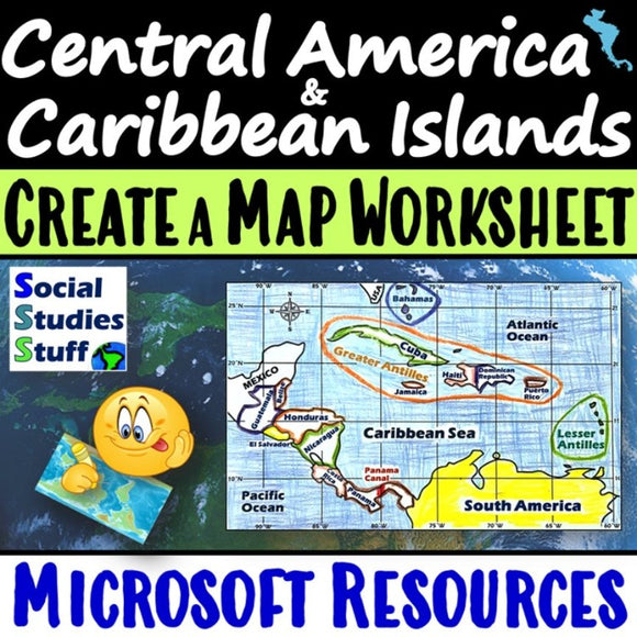 Central America and the Caribbean Create a Map Worksheet | Geography Clues