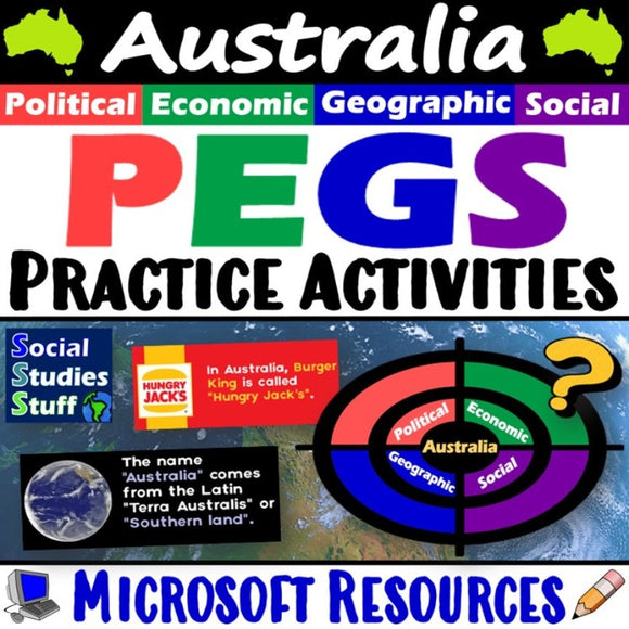 Australia and Oceania PEGS Factors Social Studies Stuff Lesson Resources