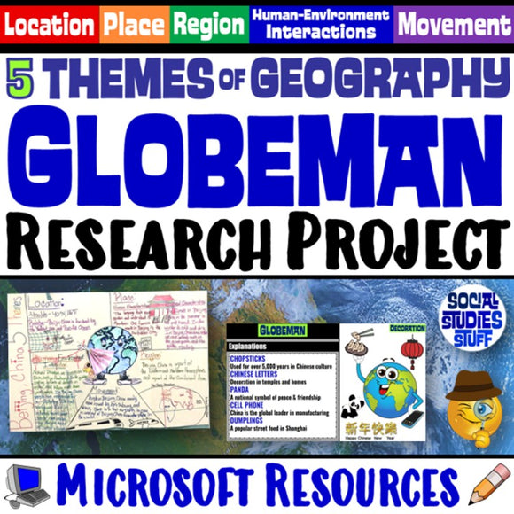 GlobeMan Five Themes of Geography Project & Rubric Social Studies Stuff 5 Themes Lesson Resources