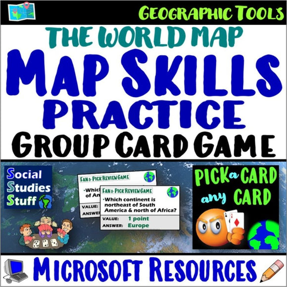 World Map Skills Fan and Pick Card Game Cooperative Learning Activity Social Studies Stuff Lesson Resources
