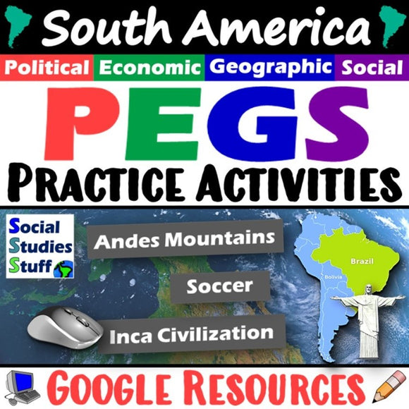 South America PEGS Factors Practice Activity and Worksheet | Google