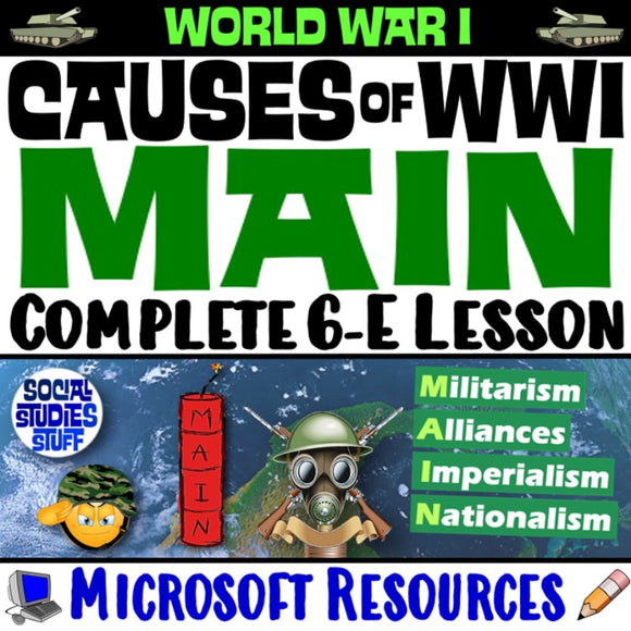 MAIN Causes of WWI Intro World War 1 Activities Social Studies Stuff Lesson Resources