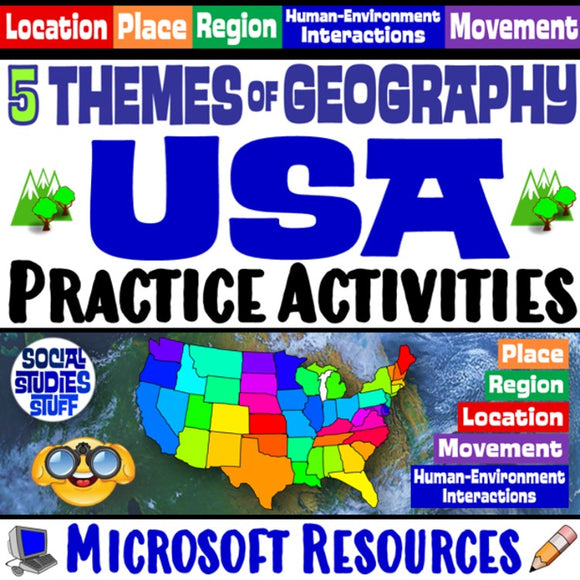 Digital USA Five Themes of Geography Practice Social Studies Stuff Microsoft 5 Themes Lesson Resources