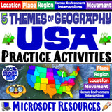 Digital USA Five Themes of Geography Practice Social Studies Stuff Microsoft 5 Themes Lesson Resources