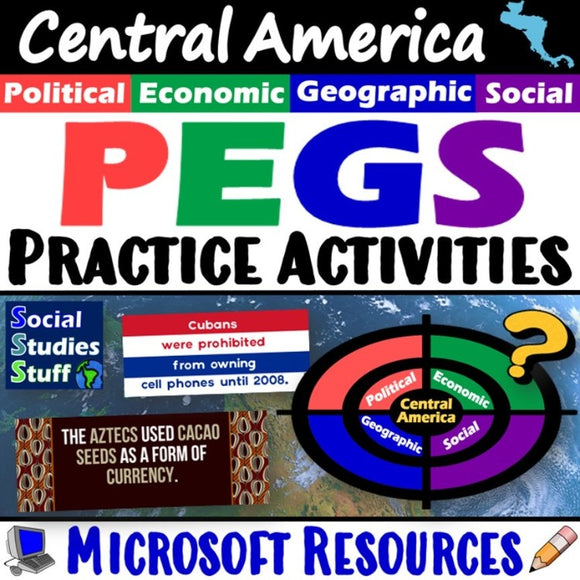 Central America PEGS Factors Activities Social Studies Stuff Lesson Resources