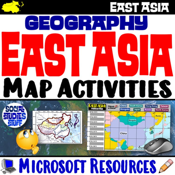 Geography of East Asia Map Practice Activities | Print and Digital | Microsoft