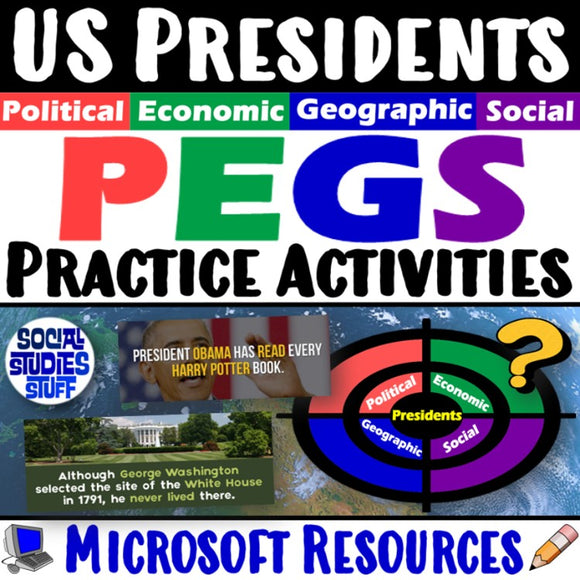 US Presidents PEGS Factors 5-E Lesson | Fun Facts Practice Activity | Microsoft