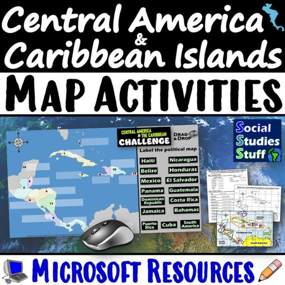 Geography of Central America and Caribbean Map Practice Activities | Microsoft