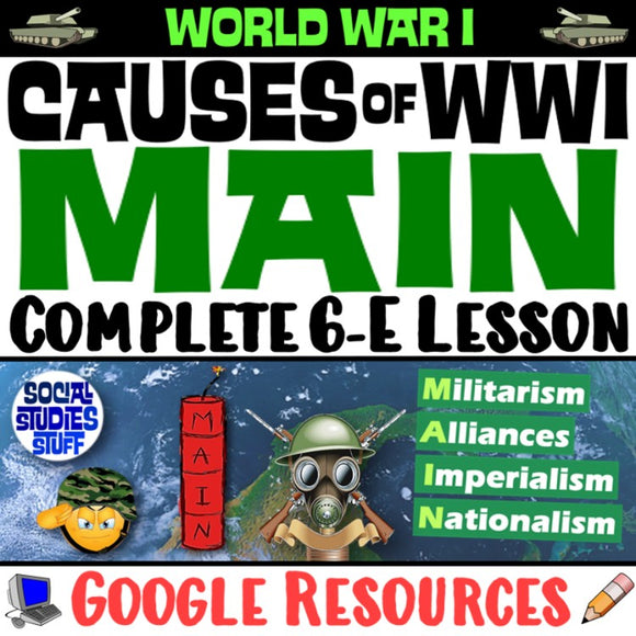 Digital MAIN Causes of WWI Intro World War 1 Activities Social Studies Stuff Google Lesson Resources
