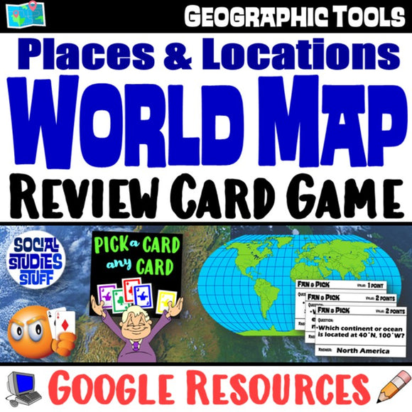 World Map Skills Fan and Pick Card Game Cooperative Learning Activity Social Studies Stuff Lesson Resources