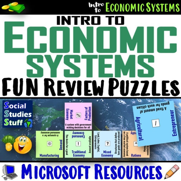 Types of Economies Vocab Review Puzzle Social Studies Stuff Economy Economics Lesson Resources