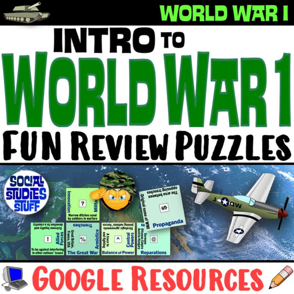 Digital World War 1 Vocabulary Puzzle WWI Review Activity Social Studies Stuff Google Lesson Resources