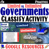 Digital Classify Limited and Unlimited Governments Practice Activity Social Studies Stuff Google Lesson Resources