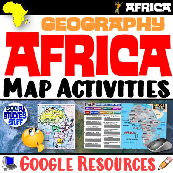 Digital Africa Map Practice Activities Social Studies Stuff Google Lesson Resources