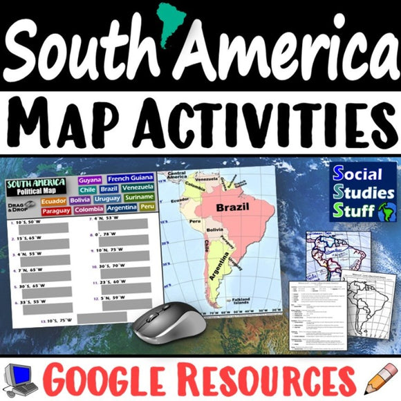 Digital South America Map Practice Activities Social Studies Stuff Google Lesson Resources