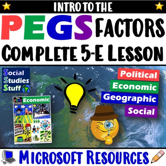 Intro to PEGS Factors Political Geographic Economic Social Studies Stuff Lesson Resources