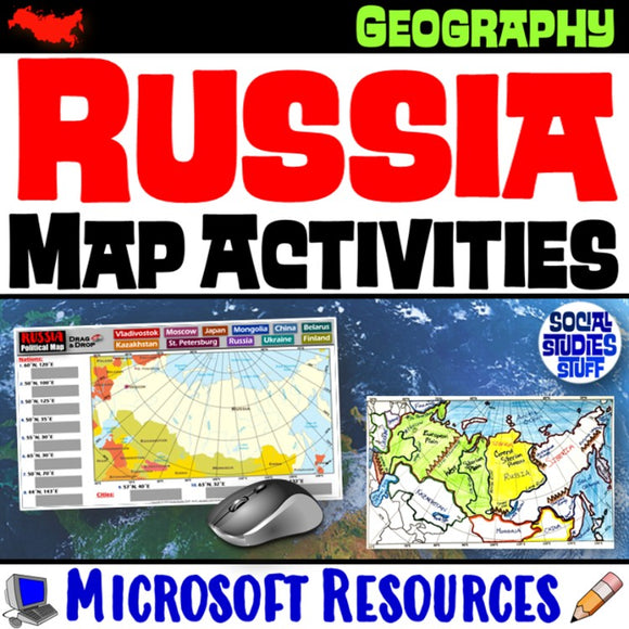 Geography of Russia Map Practice Activities | Print and Digital | Microsoft