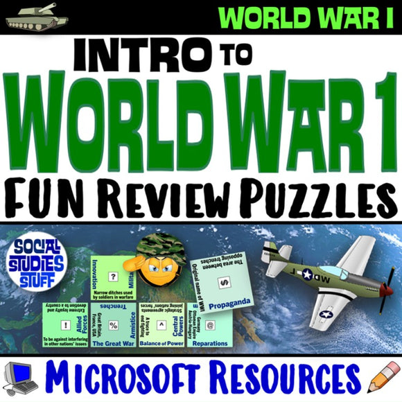 World War 1 Vocabulary Puzzle WWI Review Activity Social Studies Stuff Lesson Resources
