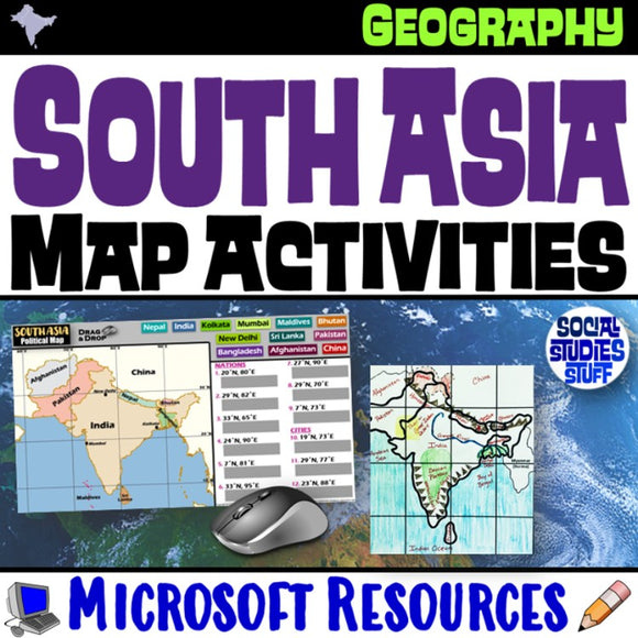 Geography of South Asia Map Practice Activities | Region of India | Microsoft
