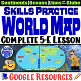 Google | World Map and Lines on a Globe 5-E Intro Lesson | Print and Digital