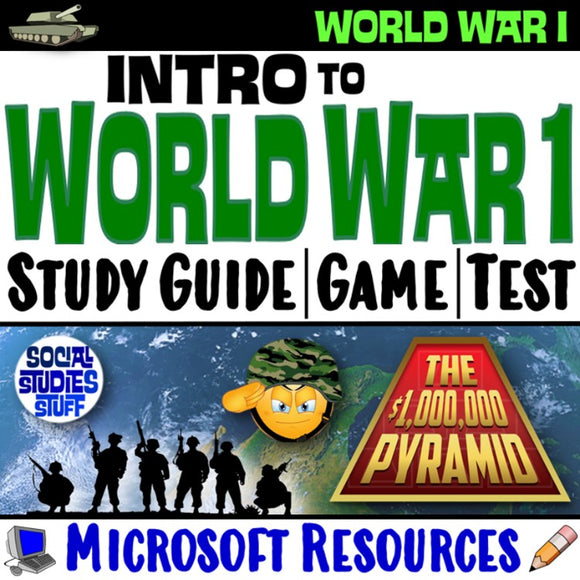 Intro to WWI Assessments World War 1 Study Guide, Game, Test Social Studies Stuff Lesson Resources