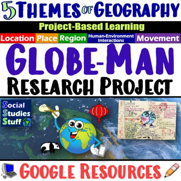Digital GlobeMan Five Themes of Geography Project & Rubric Social Studies Stuff Google 5 Themes Lesson Resources