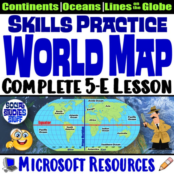 World Map and Lines on a Globe Practice Activities Social Studies Stuff Lesson Resources