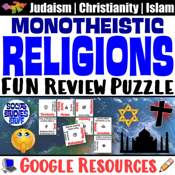 Digital Monotheistic Religions Vocab Puzzles Judaism Christianity Islam North Africa and SW Asia Social Studies Stuff Google Middle East Lesson Resources