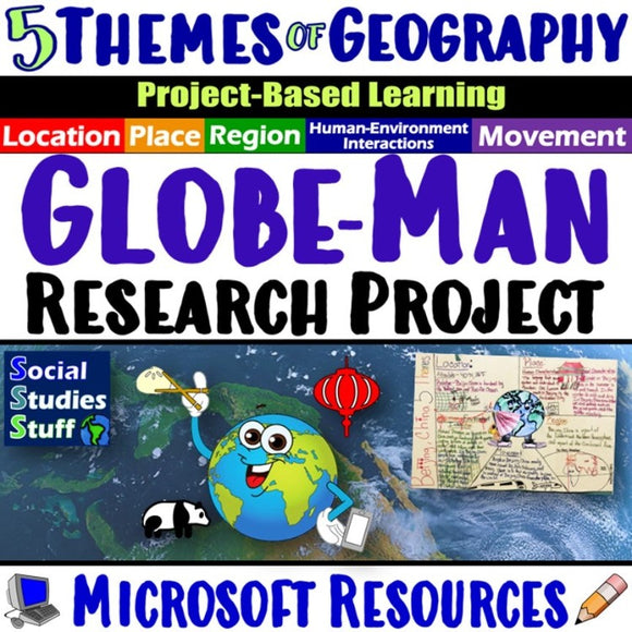 GlobeMan Five Themes of Geography Project & Rubric Social Studies Stuff 5 Themes Lesson Resources