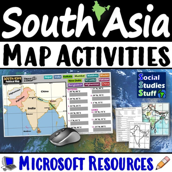 Geography of South Asia Map Practice Activities | Region of India | Microsoft