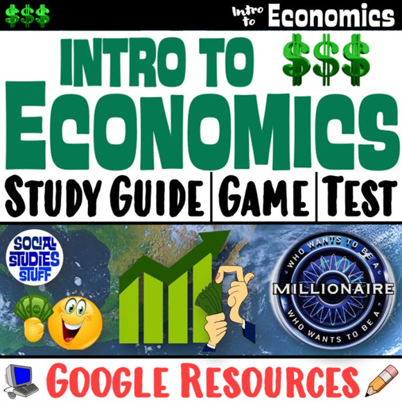 Digital Intro to Economics Assessments Study Guide, Review Game, Test Social Studies Stuff Google Lesson Resources