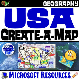 United States Geography Create a Map Activity | Solve Location Clues | USA