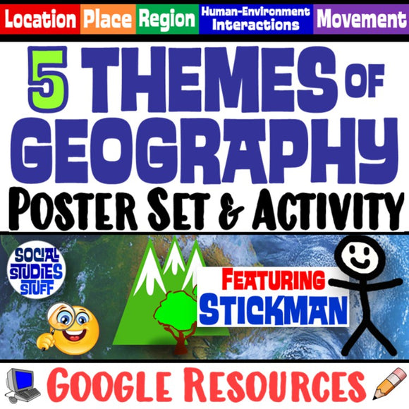 Digital Five Themes of Geography Posters Social Studies Stuff Google 5 Themes Lesson Resources
