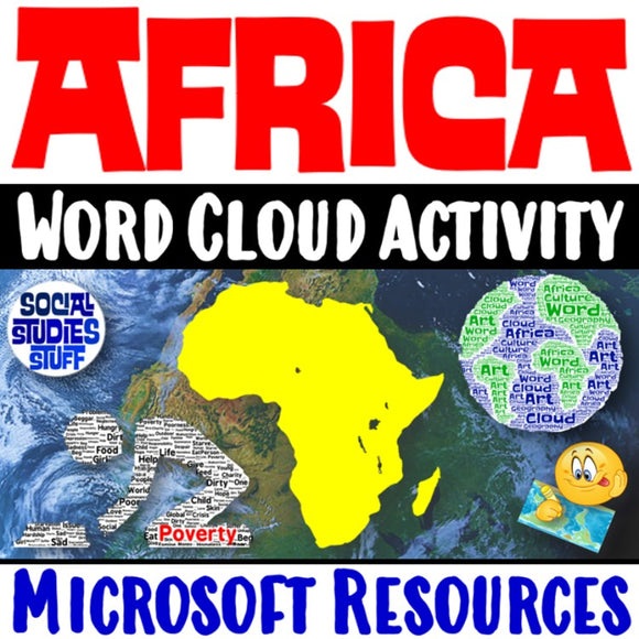 Africa Word Cloud Worksheet and Rubric African Culture and Geography Social Studies Stuff Lesson Resources
