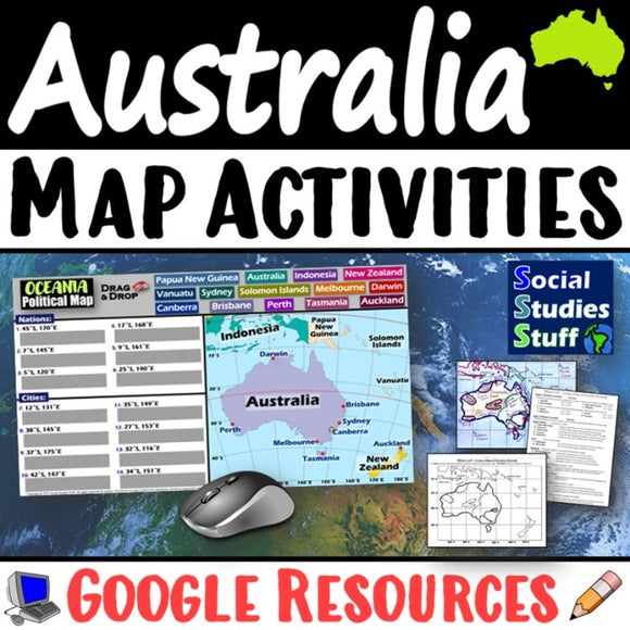 Digital Australia and Oceania Map Practice Social Studies Stuff Google Lesson Resources