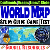 Digital World Map & Continents Study Guide, Game, Tests Social Studies Stuff Google Lesson Resources