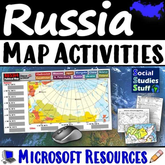 Geography of Russia Map Practice Activities | Print and Digital | Microsoft