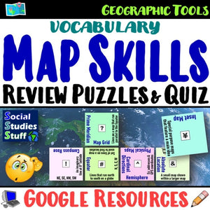Map Skills Vocabulary Digital Puzzle and Quiz Social Studies Stuff Lesson Resources