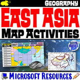 Geography of East Asia Map Practice Activities | Print and Digital | Microsoft